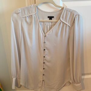 Ann Taylor Light Gray Button-Up Blouse
